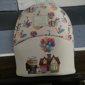 Loungefly Cream Pixar Up Mini Backpack with Colorful Balloons
